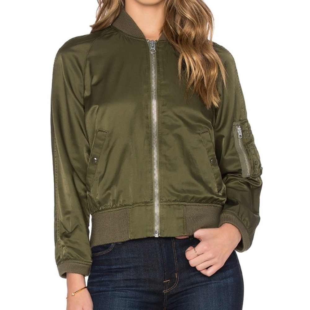 NWOT NLST OLIVE GREEN BOMBER JACKET - Picture 3 of 8